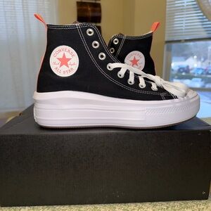Converse CTAS MOVE HI Kids Black-White -pink salt High-Top Sneakers size 7 new!
